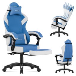 Scaun gaming, Huzaro, Force 3.7, suport picioare, material respirabil, Albastru