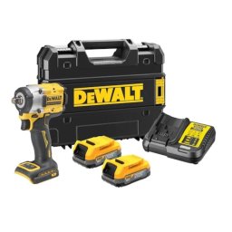 Masina compacta de insurubat cu impact pe acumulator DeWALT DCF921E2T, 18V XR, brushless, 1/2 inch patrat, 406 Nm, 2x acumulator Li-Ion 1.7 Ah POWERSTACK, 4 moduri de lucru, cutie, incarcator rapid