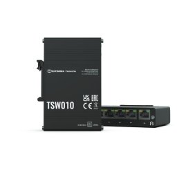 Switch Teltonika Industrial TSW010, 5 porturi RJ45, PoE pasiv, Carcasa aluminiu, IP30