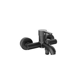 Baterie cada Roca, Gama Carelia, artus ceramic, levier metalic, diverter, monocomanda, negru mat