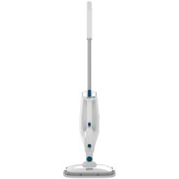 Mop cu abur Heinner SteamStrike HSM-M1400WH-BL, 1400W, capacitate rezervor apa: 420 ml, timp incalzire 15s, debit abur 21/27 g/min, temperatura abur 130°C, 2 lavete incluse, Alb