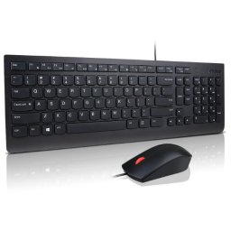 Kit Tastatura si Mouse Lenovo Essential Wired Combo, USB, Negru, Full-size