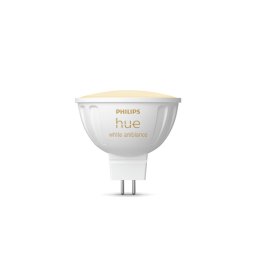 Bec LED inteligent Philips Hue MR16, Bluetooth/Zigbee, tip spot, GU5.3, 12V, 5.1W, 400 lm, lumina alba reglabila (2200-6500K), clasa energetica G
