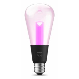 Bec LED inteligent Philips Hue LG ST72, Bluetooth, Zigbee, E27, 6.8W, 500 lm, lumina alba si colorata, 72x158 mm, Clasa energetica G