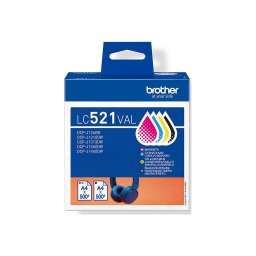 Set cartuse cerneala Brother LC521VAL, Original, Multi pack, Negru, Cyan, Magenta, Galben, 500 pagini