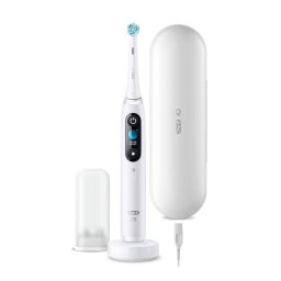 Periuta de dinti electrica Oral-B iO9, Tehnologie Magnetica, Micro-Vibratii, Inteligenta artificiala, Display led, Senzor de presiune Smart, Timer, 7 moduri, 1 capat, Suport rezerve, Incarcator magnetic, Trusa de calatorie cu incarcator, Alb