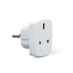 Adaptor priza GEMBIRD A-AC-UKEU-001, convertor UK la EU, 7.5 A, alb, compact pentru calatorii