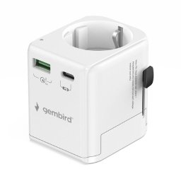 Adaptor de calatorie GEMBIRD TPA-EU1A1C20-01-W, 20W PD, 1x USB-C, 1x USB-A, Alb
