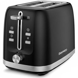 Prajitor de paine Daewoo, putere 800 W,,tavita de firimituri, functie decongelare, control electronic rumenire, carcasa inox, functie reincalzire, capacitate 2 felii, Negru