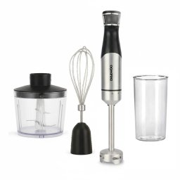 Mixer vertical Daewoo DHB100X, putere 1000 W, tija detasabila din inox, 6 trepte de viteza, functie turbo, lama din inox, accesorii: tel, tocator, pahar gradat, Inox