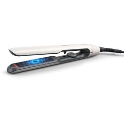 Placa de indreptat parul Philips BHS515/00, tehnologie ThermoShield, placi infuzate cu ulei de argan, 230°C, ingrijire ioni, 12 setari temperatura, husa termorezistenta, Alb perlat