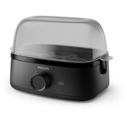 Aparat de gatit Oua Philips HD9137/90, 400 W, 6 oua, Lumina „pornit”, Semnal „pregatit”, Pahar gradat, Accesoriu de strapuns oua, Accesoriu tava pentru oua posate, Negru