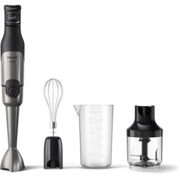 Mixer vertical Philips HR2683/00 Seria 5000, 1200 W, Tehnologie SpeedTouch, Aparatoare impotriva stropirii pentru lama, Indicator de viteza cu LED, Accesorii tel si tocator, Negru-Argintiu