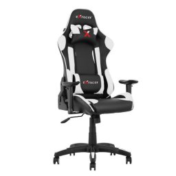 Scaun gaming EVO Racer X, brate reglabile, suport cervical si lombar, PU, Alb/Negru