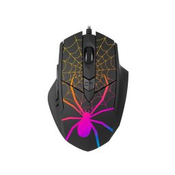 Mouse Gaming cu Fir Tracer GameZone Black Widow, TRAMYS47360, 6400 DPI, Iluminare RGB, Negru