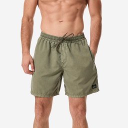 Șort baie scurt boardshort Quiksilver semi-lung 17' talie elastică Kaki Bărbați