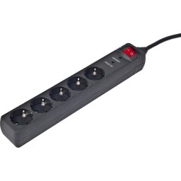 PRELUNGITOR GEMBIRD, Schuko x 5, conectare prin Schuko (T), cablu 1.5 m, 16 A, protectie supratensiune, protectie copii, negru, SPG5-C-5 (timbru verde 0.18 lei)