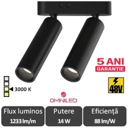 OMNILED SPOT Proiector dublu șina magnetică ultra slim XT 14W 3000K Negru