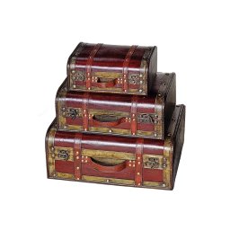 Set 3 cutii depozitare Valize, mdf piele ecologica maro 28 x 16 x 10 cm, 40 x 23 x 15 cm, 45 x 31 x 18 cm