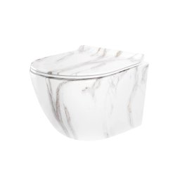 REA-C6390 - Vas WC suspendat cu capac CARTER TORNADO RIMLESS, ceramică/imitație de piatră