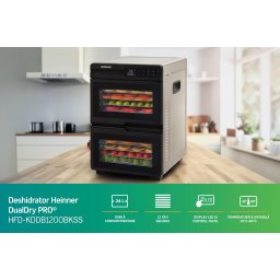 Deshidrator Alimente Heinner HFD-KDDB1200BKSS | 1200W, 12 Tavi Inox, Display LED, Dual Airflow