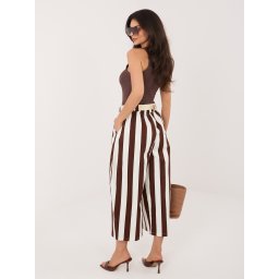 Pantaloni 7/8 din bumbac alb-bej