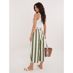 Pantaloni culotte colorați ecru-kaki