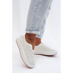 Pantofi albi cu platformă și slip-on
