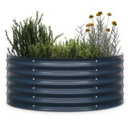 Blumfeldt High Grow Half Circle, ghiveci înălțat semicircular, 105x43x60 cm, din tablă ondulată de oțel, ușor de asamblat, rezistent la rugină și îngheț (GDMB4-Bl-HGHC-An)