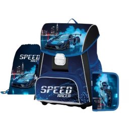 Set ghiozdan școlar Premium One cu model mașină - 3 piese