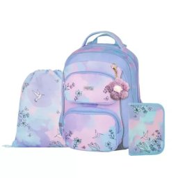 Set ghiozdan școlar Oxy Jumper cu model colibri - 3 piese