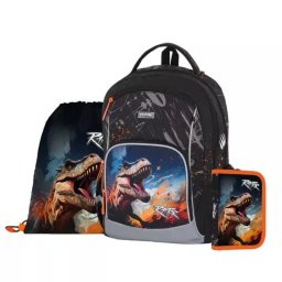 Set ghiozdan școlar Oxy Go cu dinozauri - 3 piese