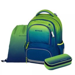 Set ghiozdan școlar Oxy Next Ombre Green - 3 piese