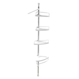 Etajera colt pentru baie si dus 4 rafturi inaltime reglabila montare pe colt pana la 320 cm