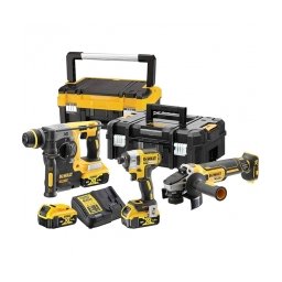 DeWalt - DCF887N + DCH273N + DCG405N - Masina de insurubat cu impact, 205 Nm, M5-M14 + Rotopercutor SDS-Plus, 2.1 J + Polizor unghiular, 125 mm + Set 3 acumulatori si incarcator, Li-Ion, 18 V, 5 Ah + 2 x valiza speciala