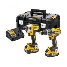 DeWalt - DCF887N + DCD796N - Masina de insurubat cu impact, 205 Nm, M5-M14 + Masina de gaurit si insurubat cu percutie, 70 Nm + Set 2 acumulatori si incarcator, Li-Ion, 18 V, 5 Ah + Valiza speciala