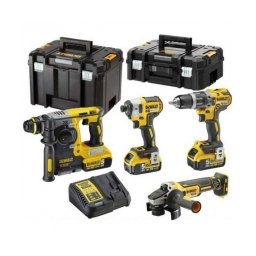 DeWalt - DCD796N + DCF887N + DCG405N + DCH273N - Masina de gaurit si insurubat cu percutie, 70 Nm + Masina de insurubat cu impact, 205 Nm, M5-M14 + Polizor unghiular, 125 mm + Rotopercutor SDS-Plus, 2.1 J + Set 3 acumulatori si incarcator, Li-Ion, 18 V, 5