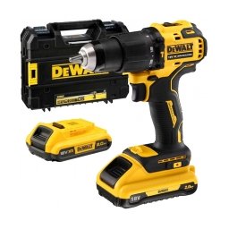 DeWalt - DCD709D2T - Masina de gaurit si insurubat cu percutie cu 2 acumulatori, Li-Ion, 18 V, 2 Ah, 65 Nm, motor fara perii, led iluminare, valiza speciala