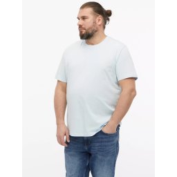 s.Oliver Big Sizes Tricou barbati big sizes cu decolteu la baza gatului, din bumbac, Albastru deschis (SELECTATI MARIMEA: 6XL)
