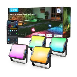 Govee - Set de 4 proiectoare LED RGBICWW reglabile, 24W/230V, IP66, compatibile Matter, Wi-Fi