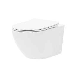 REA-C2760 - Vas WC suspendat CARLO FLAT MINI RIMLESS cu capac, ceramică, alb lucios