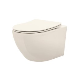 REA-C5500 - Vas WC suspendat cu capac CARLO MINI TORNADO RIMLESS, ceramică/crem