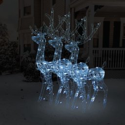 Decoratiuni reni de Craciun, 3 buc., alb rece, 120 cm, acril GartenMobel Dekor