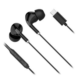 Casti in-ear Kruger&Matz cu microfon si conector USB-C, negre