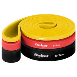 Set 3 benzi elastice Power Band 4–32 kg Rebel Active pentru fitness