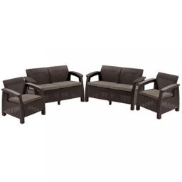 Set mobilier gradina Curver Corfu Rest maro cu 2 canapele si 2 fotolii