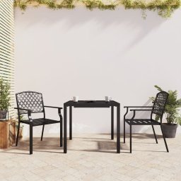 Set de masa gradina, 3 piese, antracit, otel GartenMobel Dekor