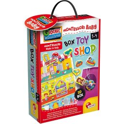 Cutiuta Montessori Magazinul de jucarii, joc educativ tactil 1-4 ani