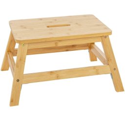 Scaunel din bambus 5Five cu 1 treapta, bej, 26x25x38,5 cm, 150 kg