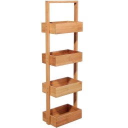 Etajera din bambus 5Five Tidy Box cu 4 rafturi, natur, 35x33x144 cm